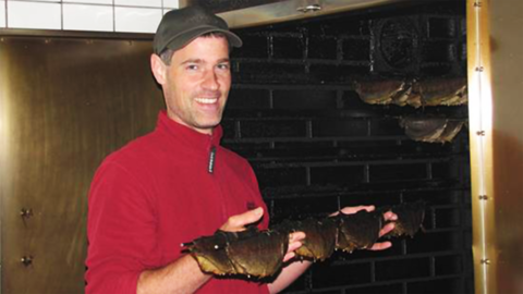 Person mit Fisch in der Hand Person mit Fisch in der Hand